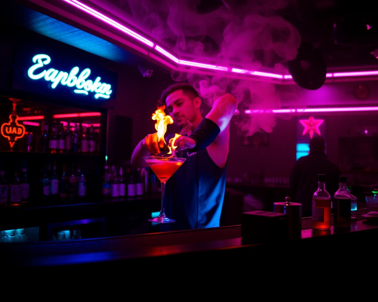 Bottle service setup at Época Cantina